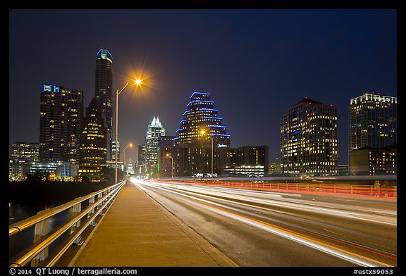 Skyline from Congress Avenue Bridge. Austin, Texas, USA (color)