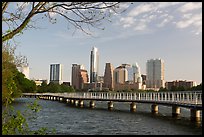 Skyline and pier over Colorado River. Austin, Texas, USA ( color)