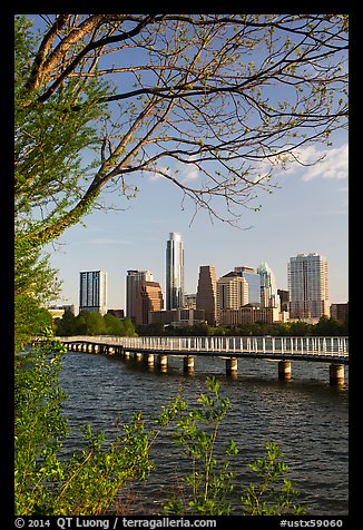 Skyline and Colorado River. Austin, Texas, USA (color)