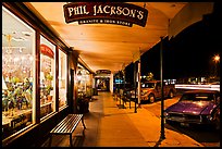 Sidewalk at night. Fredericksburg, Texas, USA ( color)