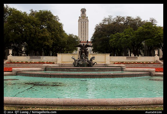 Basin and Texas Tower, University of Texas. Austin, Texas, USA (color)