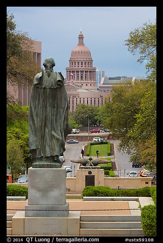 Texas Capitol seen from University campus. Austin, Texas, USA (color)