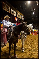 Men with horses and lassos, Stokyards Rodeo. Fort Worth, Texas, USA ( color)