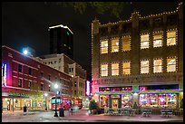 Dowtown street at night. Fort Worth, Texas, USA ( color)