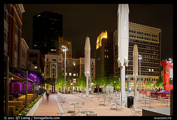 Public square at night. Fort Worth, Texas, USA (color)