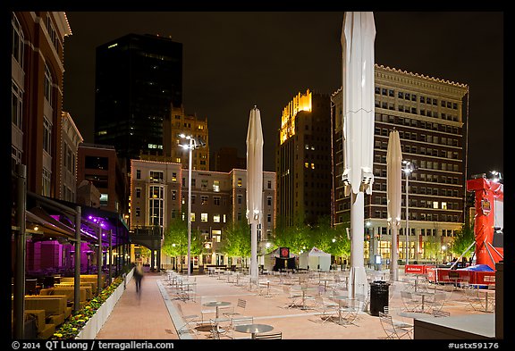 Public square at night. Fort Worth, Texas, USA (color)