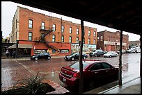 Historic buildings in the rain, Stockyards. Fort Worth, Texas, USA ( color)