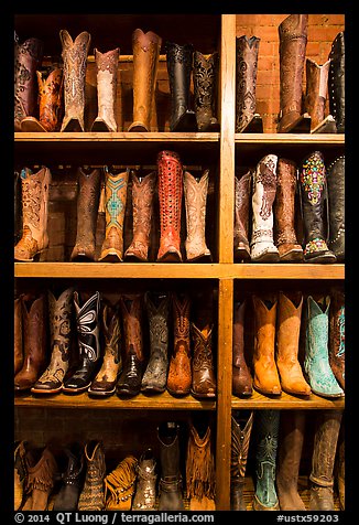 Cowboy boots for sale. Fort Worth, Texas, USA (color)