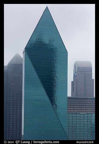 Skyscrapers in rain. Dallas, Texas, USA (color)