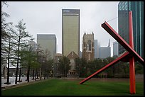 High rises seen from sculpture garden. Dallas, Texas, USA ( color)