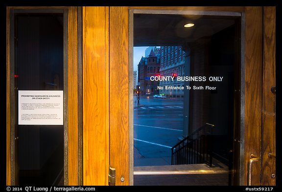 Entrance of Texas School Book Depository,. Dallas, Texas, USA (color)