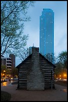 Founder's house and skyscraper at dusk. Dallas, Texas, USA ( color)