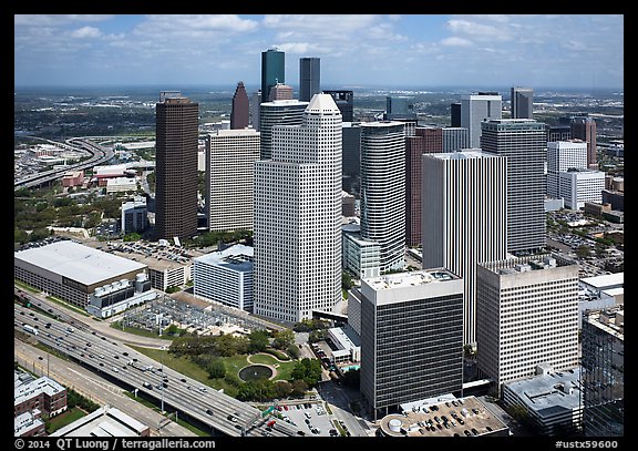 Aerial view of Skyline District. Houston, Texas, USA (color)