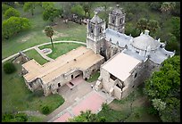 Aerial view of Mission Concepcion. San Antonio, Texas, USA