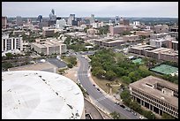 Aerial view of Austin skyline from above Frank Erwin Center. Austin, Texas, USA ( color)