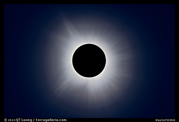 Corona streamers, April 8 2024 total eclipse. Waco Mammoth National Monument, Texas, USA (color)