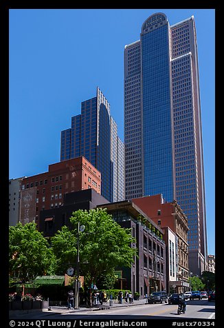 Main Street and Comerica building. Dallas, Texas, USA (color)