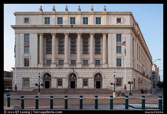 Post office and courthouse, late afternoon. San Antonio, Texas, USA (color)