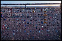 Locks fastened to a roadside fence at Prada Marfa, Valentine. Texas, USA ( color)