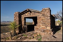 Stone shelter on a desert overlook, Davis Mountains State Park. Texas, USA ( color)
