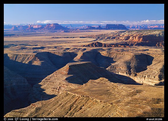 San Juan Canyon from Muley Point, with Monument Valley in the distance. Utah, USA (color)