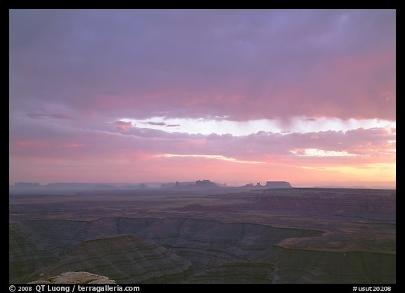 San Juan Canyon and  Monument Valley seen from Muley Point, sunset. Utah, USA (color)