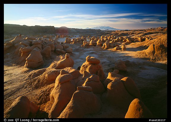 Goblin Valley from the main viewpoint, sunrise, Goblin Valley State Park. USA (color)