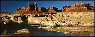 Lake Powell and cliffs, Glen Canyon National Recreation Area, Arizona. USA (Panoramic color)