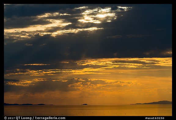 Storm clouds and sunset, Great Salt Lake. Utah, USA (color)