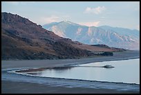 Shoreline and desert hills, Antelope Island, Great Salt Lake,. Utah, USA ( color)