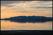 Hills reflected at sunset, Antelope Island, Great Salt Lake,. Utah, USA ( color)