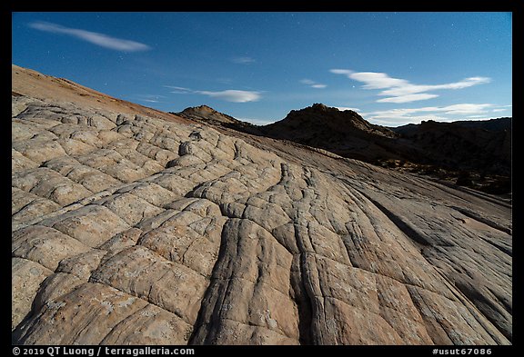 Yellow Rock cross-bedding by moonlight. Grand Staircase Escalante National Monument, Utah, USA