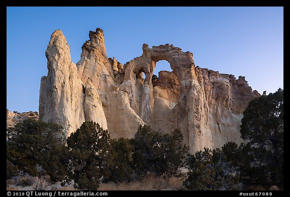 152-foot high Grosvenor Arch, dawn. Grand Staircase Escalante National Monument, Utah, USA (color)