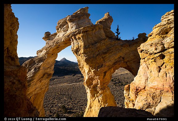 Double span of Grosvenor Arch from the back. Grand Staircase Escalante National Monument, Utah, USA (color)