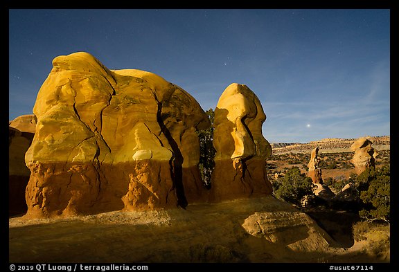 Hoodoos at night, Devils Garden. Grand Staircase Escalante National Monument, Utah, USA (color)