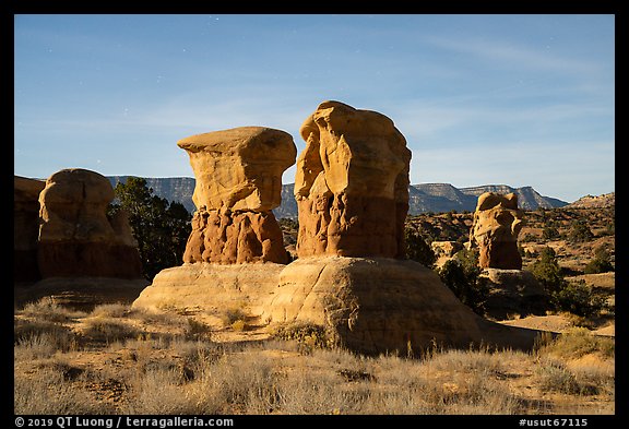 Devils Garden at night. Grand Staircase Escalante National Monument, Utah, USA (color)