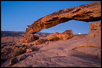 Sunset Arch with setting moon. Grand Staircase Escalante National Monument, Utah, USA ( color)