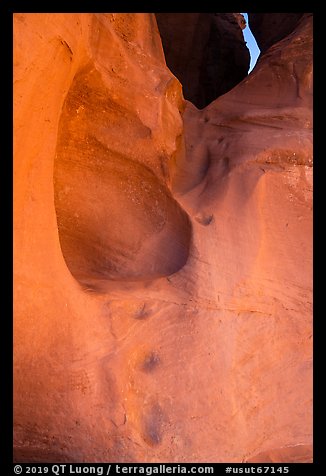 Peek-a-Boo slot canyon entrance with carved steps. Grand Staircase Escalante National Monument, Utah, USA (color)
