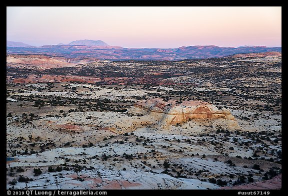 Expanses of sandstone from Heads of the Rocks, sunset. Grand Staircase Escalante National Monument, Utah, USA (color)
