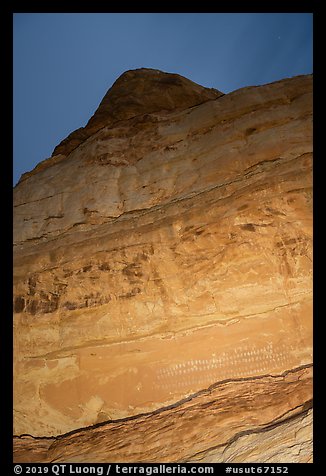 Cliff with Hundred Handprints at night. Grand Staircase Escalante National Monument, Utah, USA (color)