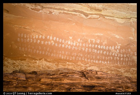 Hundred Handprints petroglyphs panel. Grand Staircase Escalante National Monument, Utah, USA (color)