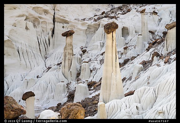 Group of silt stone caprocks called Towers of Silence. Grand Staircase Escalante National Monument, Utah, USA