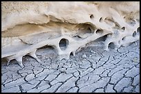 Cracked mud and holes in cliff. Grand Staircase Escalante National Monument, Utah, USA ( color)