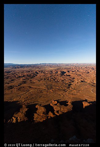 Indian Creek from Needles Overlook at night. Bears Ears National Monument, Utah, USA (color)