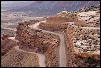 Moqui Dugway graded dirt switchback road. Bears Ears National Monument, Utah, USA ( color)