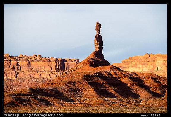 Monolith and cliffs, Valley of the Gods. Bears Ears National Monument, Utah, USA (color)