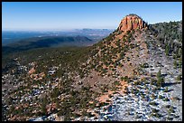 Aerial view of West Bears Ears Butte with snow. Bears Ears National Monument, Utah, USA ( color)