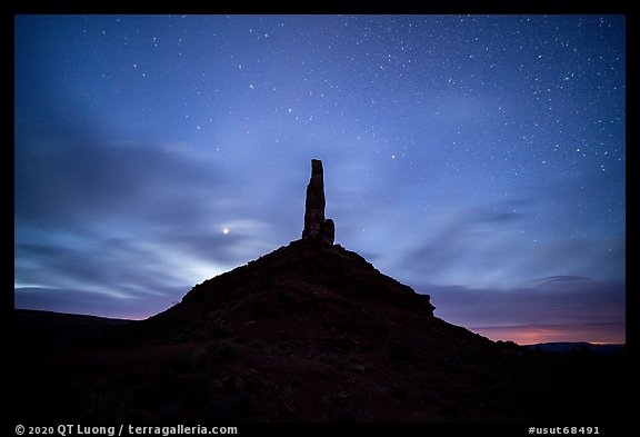 Spire and stars, Valley of the Gods. Bears Ears National Monument, Utah, USA (color)