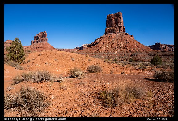 Sandstone buttes in Valley of the Gods. Bears Ears National Monument, Utah, USA (color)