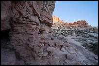 Ruined wall in Bullet Canyon at twilight. Bears Ears National Monument, Utah, USA ( color)